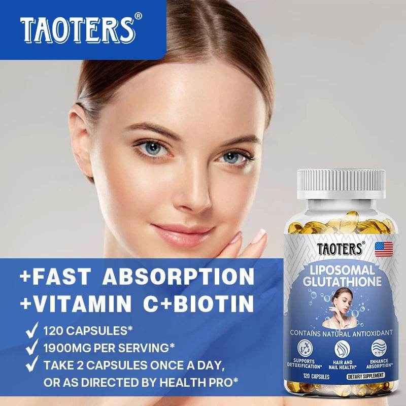 Glutathione Supplement Capsules - Liver and Skin Antioxidant Support, Detoxification, Cardiovascular, Brain, Immune Health
