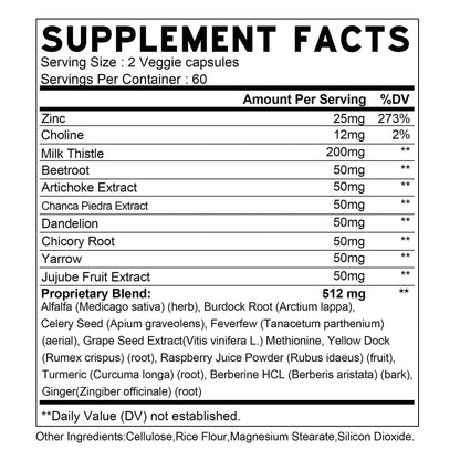 Liver Cleanse Detoxification Supplement - Complete Health Capsules with Artichoke, Berberine, Turmeric Herbs - 120 Capsules