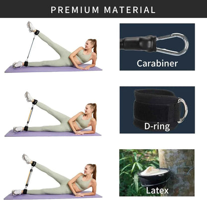 Adjustable Resistance Leg Puller Belt with Foot Loop &amp; Edge Protection – Elastic Strap for Leg Strength Training