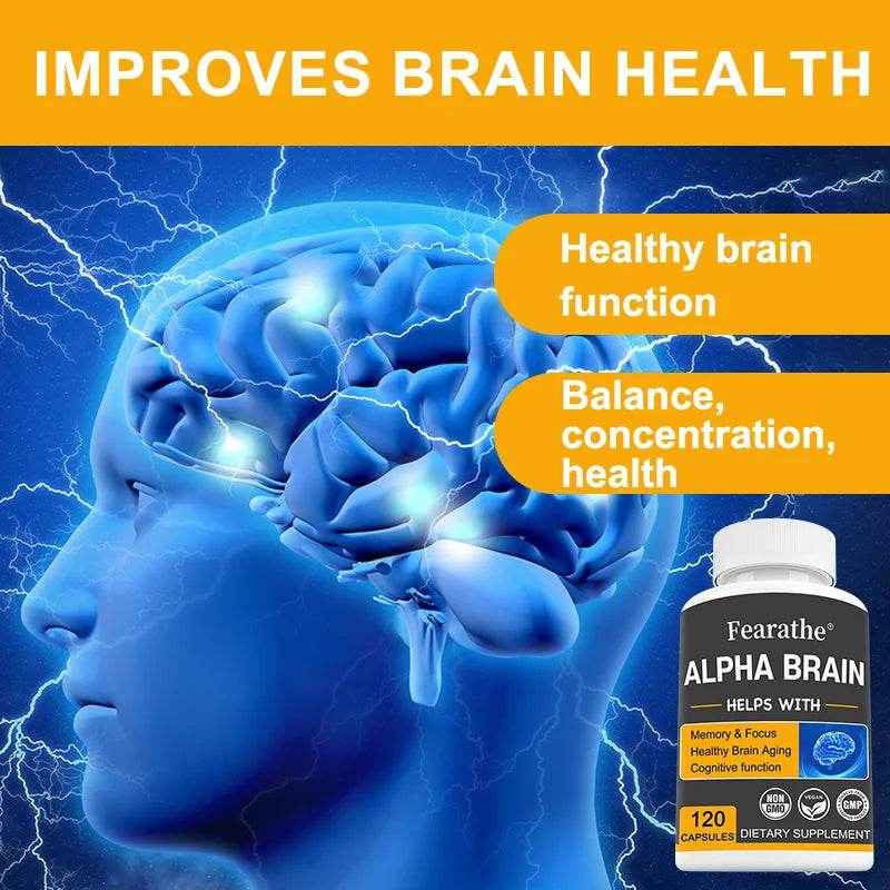 Fearathe Alpha Brain Supplement - Memory, Mental Clarity and Cognition with Vitamin B6, Focus Capsules, Non-GMO