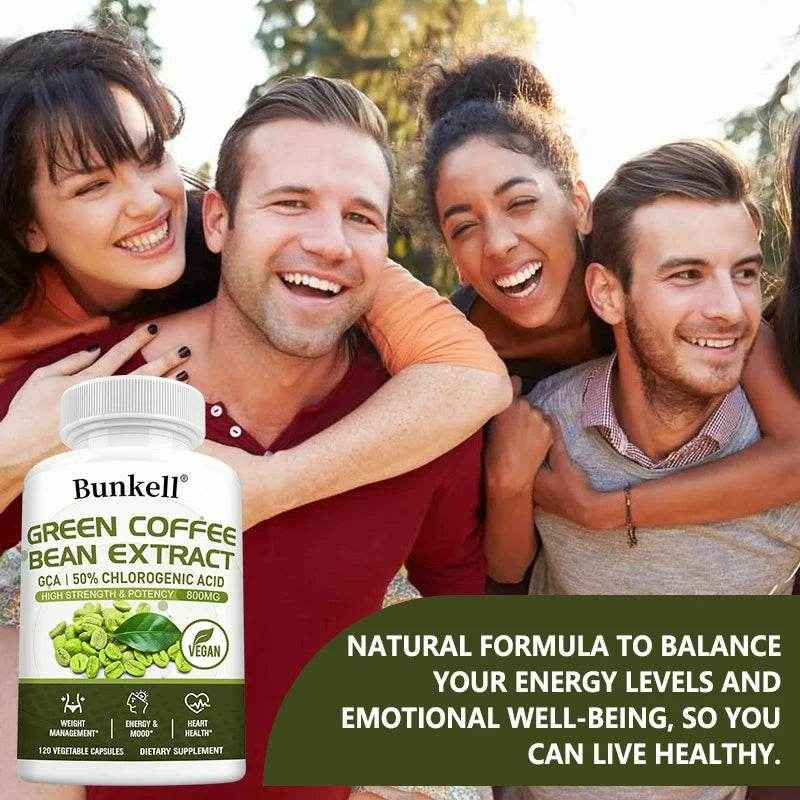 Green Coffee Bean Extract - Fat Burning, Metabolism, Brain Health, Heart and Weight Management, 120 Capsules