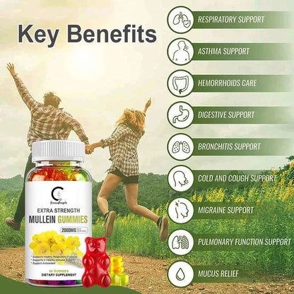 Mullein Gummies for Lung Cleanse, Extra Strength Mullein Leaf Extract, Deep Sleep Better Boost Immune System Iherbal Supplement