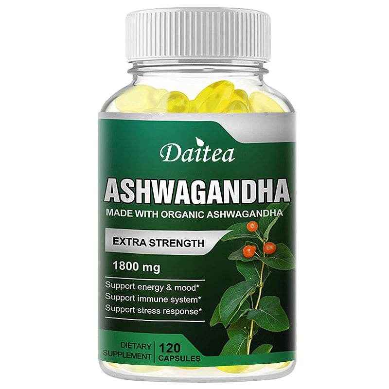 Ashwagandha Supplement 1800mg, Stress Relief, Focus, Brain, Sleep, Energy, Thyroid Support, Immune System Support