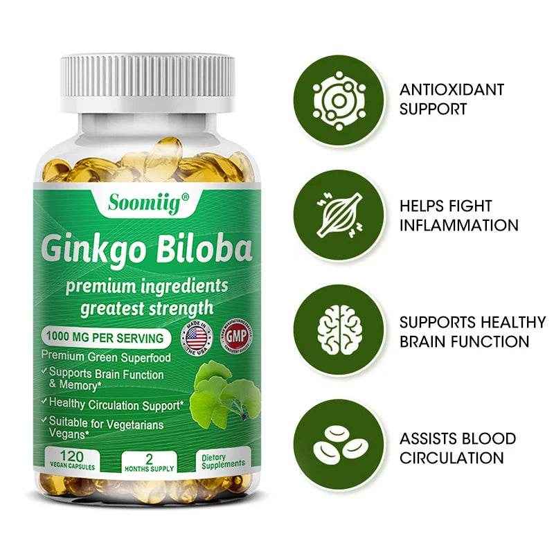 Premium Ginkgo Extract Supplement with B Vitamins for Brain Function, Memory, Circulation, Antioxidant, Health