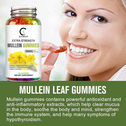 Mullein Gummies for Lung Cleanse, Extra Strength Mullein Leaf Extract, Deep Sleep Better Boost Immune System Iherbal Supplement
