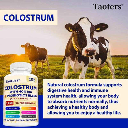 Colostrum Supplement Capsules 5250 Mg, Grass Fed Colostrum (40% IgG 500 Mg, Probiotics 50 Mg. Vitamin C Ginger Zinc