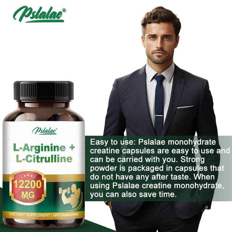 Creatine Monohydrate Capsules - Promotes Muscle Growth, Improves Endurance and Performance, Energy Support - 120 Capsules