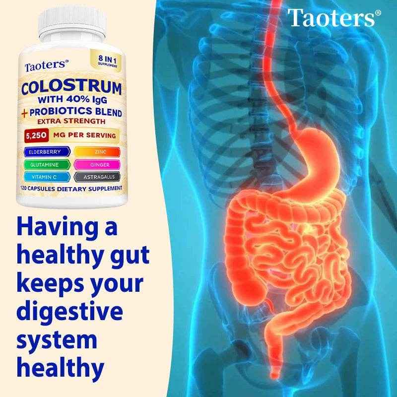 Colostrum Supplement Capsules 5250 Mg, Grass Fed Colostrum (40% IgG 500 Mg, Probiotics 50 Mg. Vitamin C Ginger Zinc