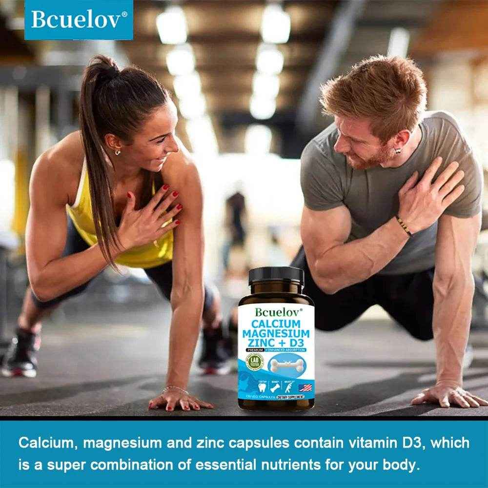 Calcium Magnesium Zinc Vitamin D3 Supplement, Helps Bones, Muscles and Nerve Function, Immune Function and Overall Health