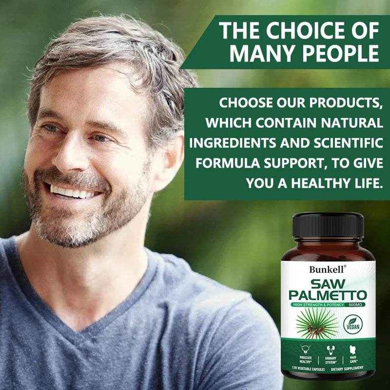 Saw Palmetto Supplement 500mg – Anti-Aging Hair Vitamins To Help with Hair Care, Support Urinary Tract and Prostate Health