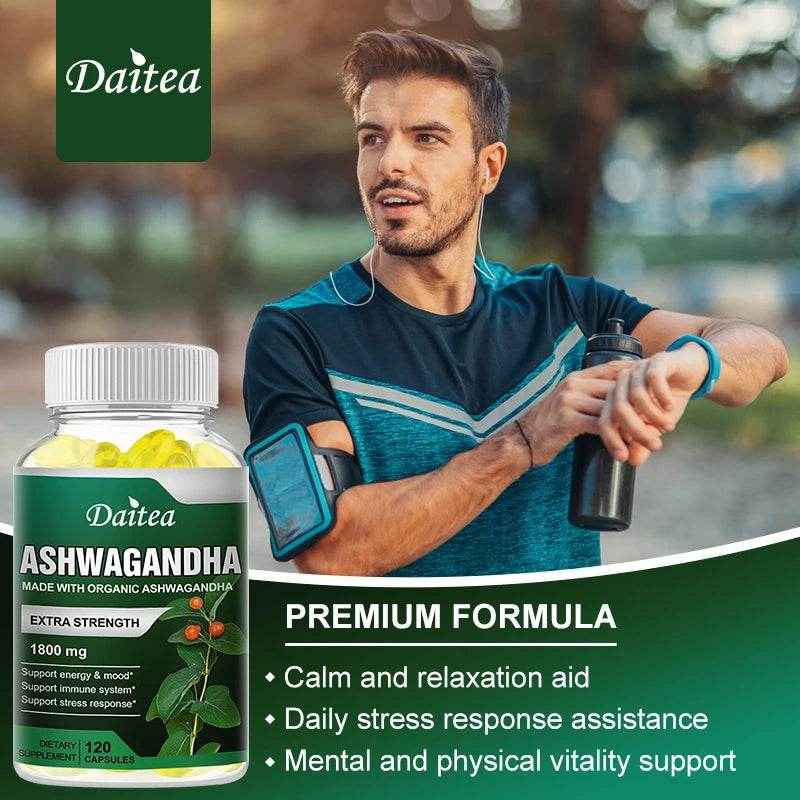 Ashwagandha Supplement 1800mg, Stress Relief, Focus, Brain, Sleep, Energy, Thyroid Support, Immune System Support