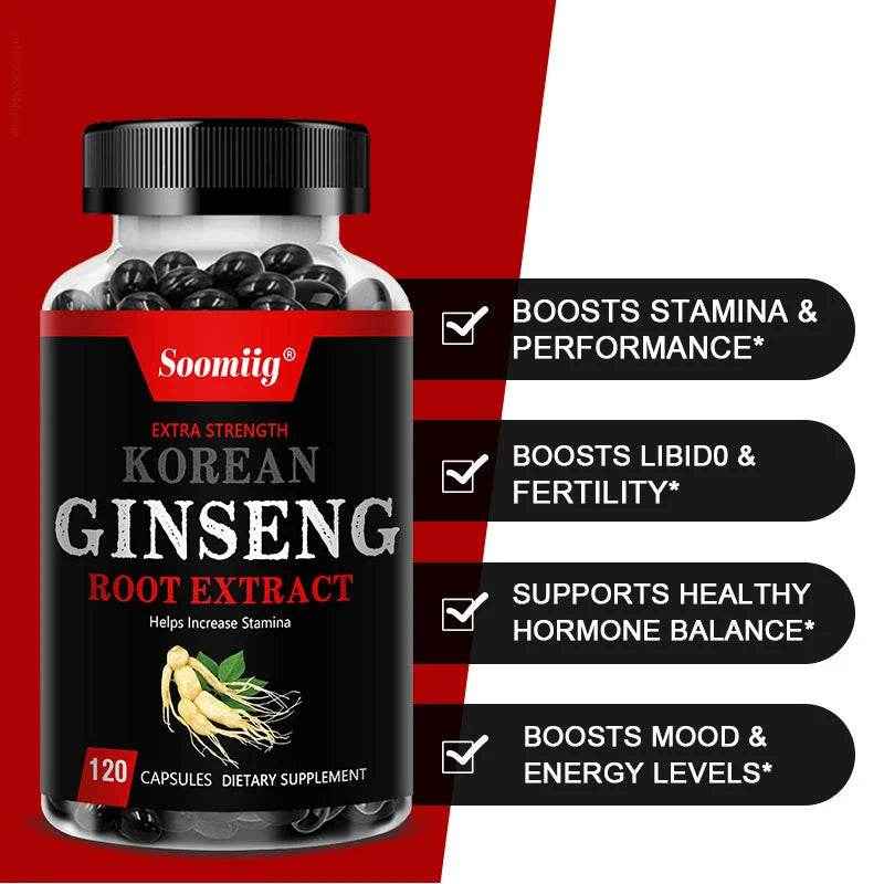 Korean Red Ginseng Extract - Enhances Endurance, Strength and Mood BalanceStrong for energy, stamina and focus