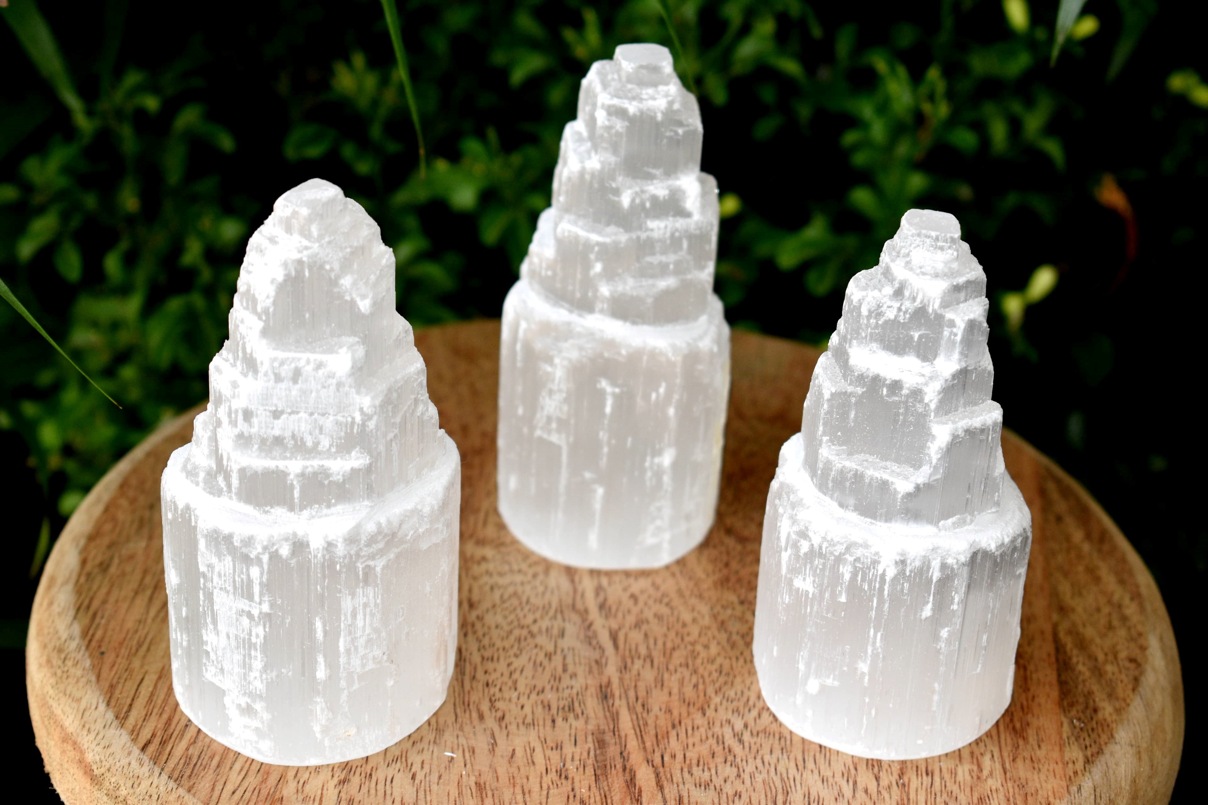 Natural Rough Selenite Swirl Towers, 4" Genuine Healing White Spiral Crystal  DestGlow