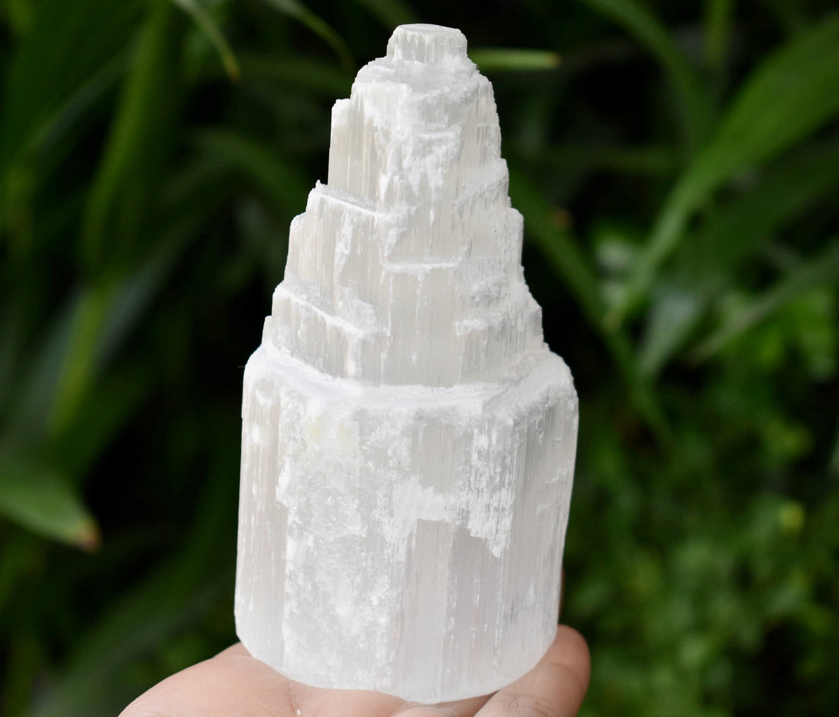 Natural Rough Selenite Swirl Towers, 4" Genuine Healing White Spiral Crystal  DestGlow