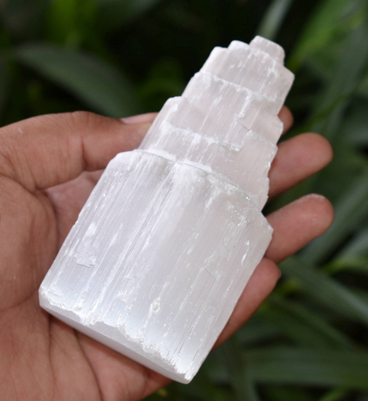 Natural Rough Selenite Swirl Towers, 4" Genuine Healing White Spiral Crystal  DestGlow