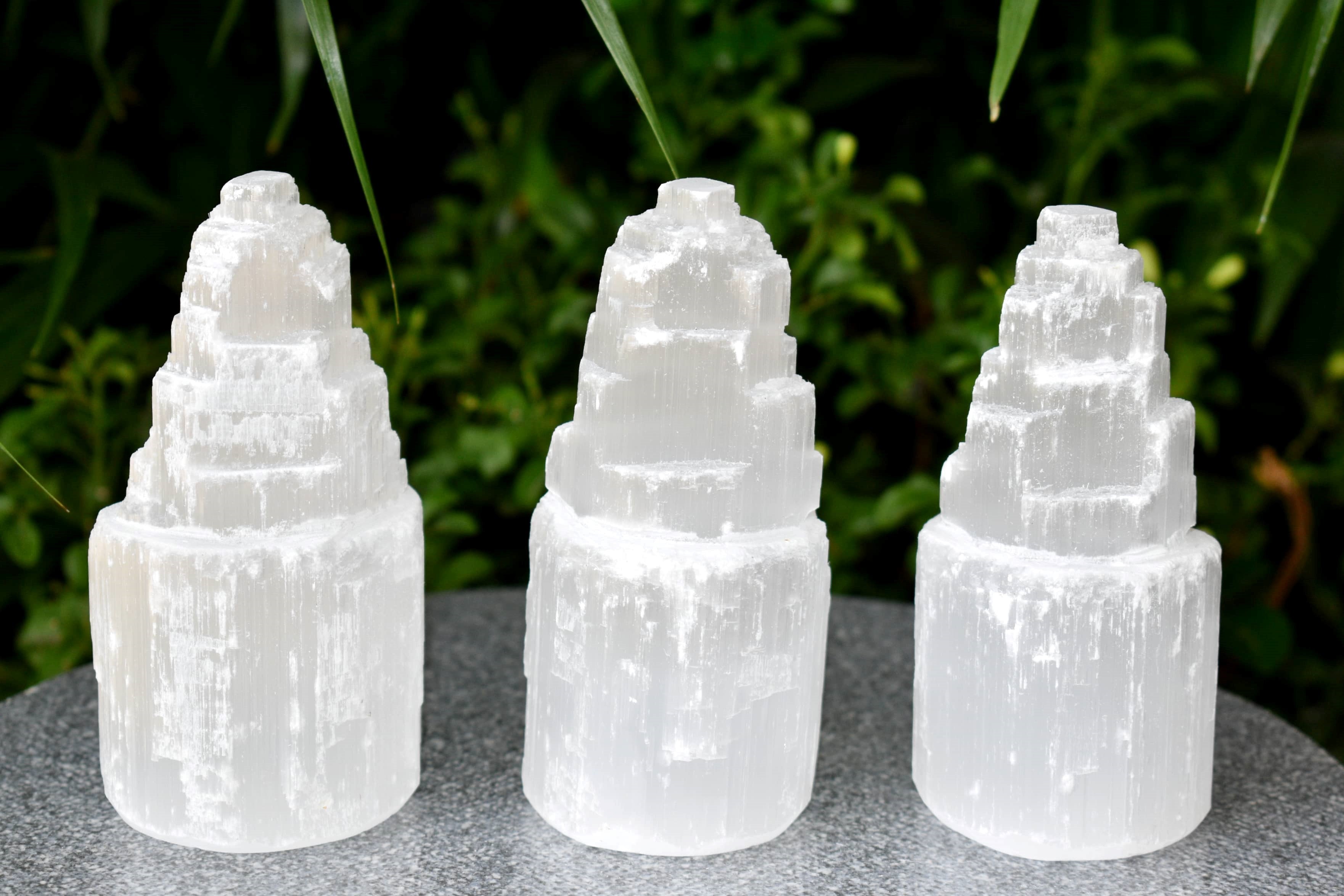 Natural Rough Selenite Swirl Towers, 4" Genuine Healing White Spiral Crystal  DestGlow