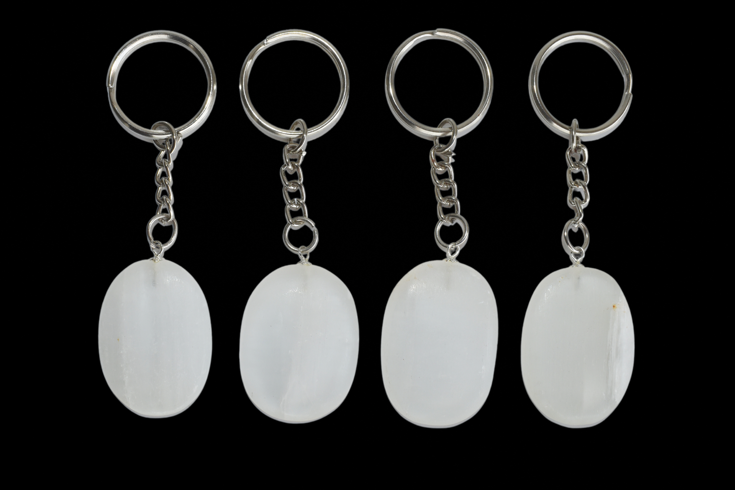 Selenite Key Chain, Gemstone Keychain Crystal Key Ring (Purification and Aura Cleansing)  DestGlow