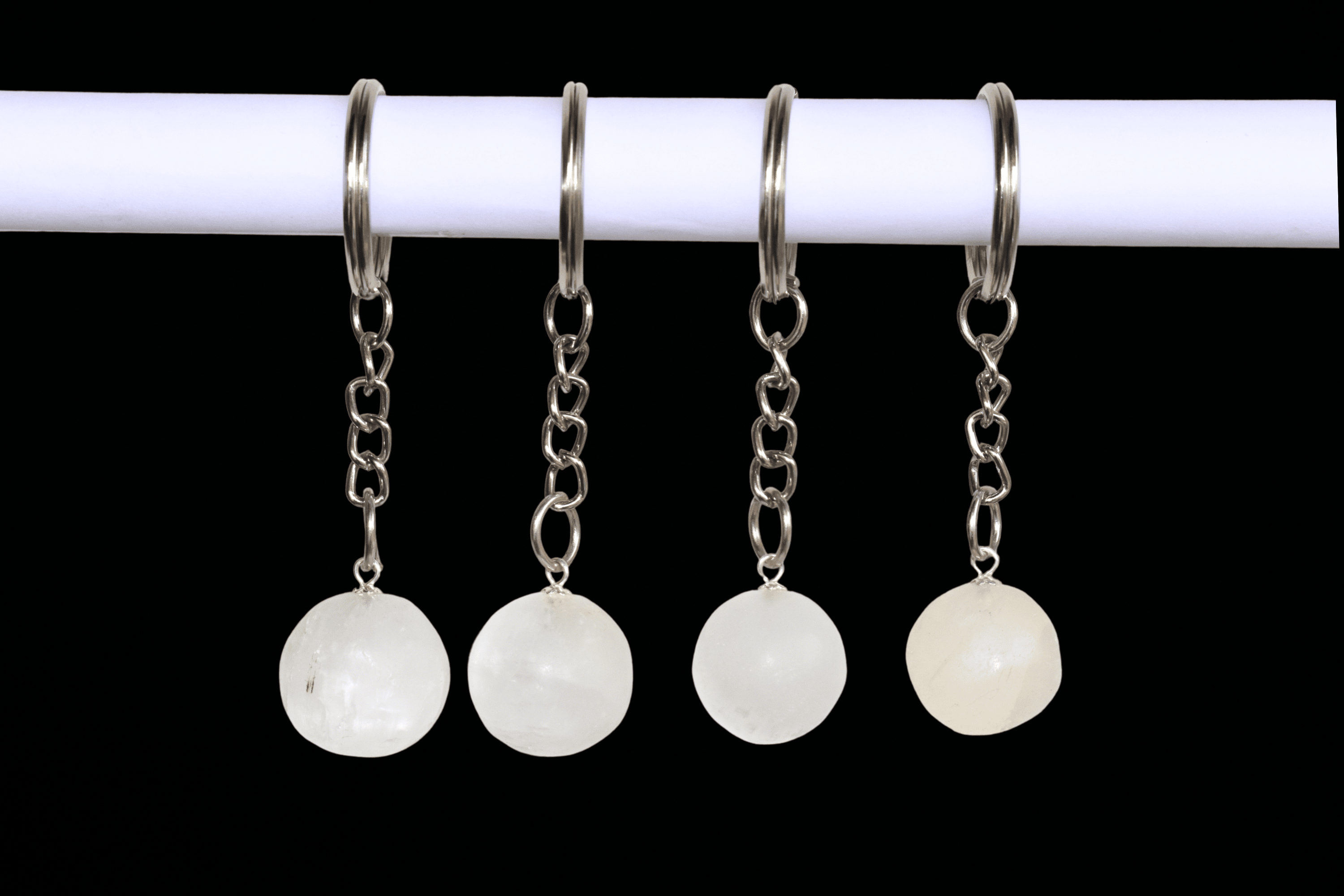 Selenite Key Chain, Gemstone Keychain Crystal Key Ring (Purification and Aura Cleansing)  DestGlow