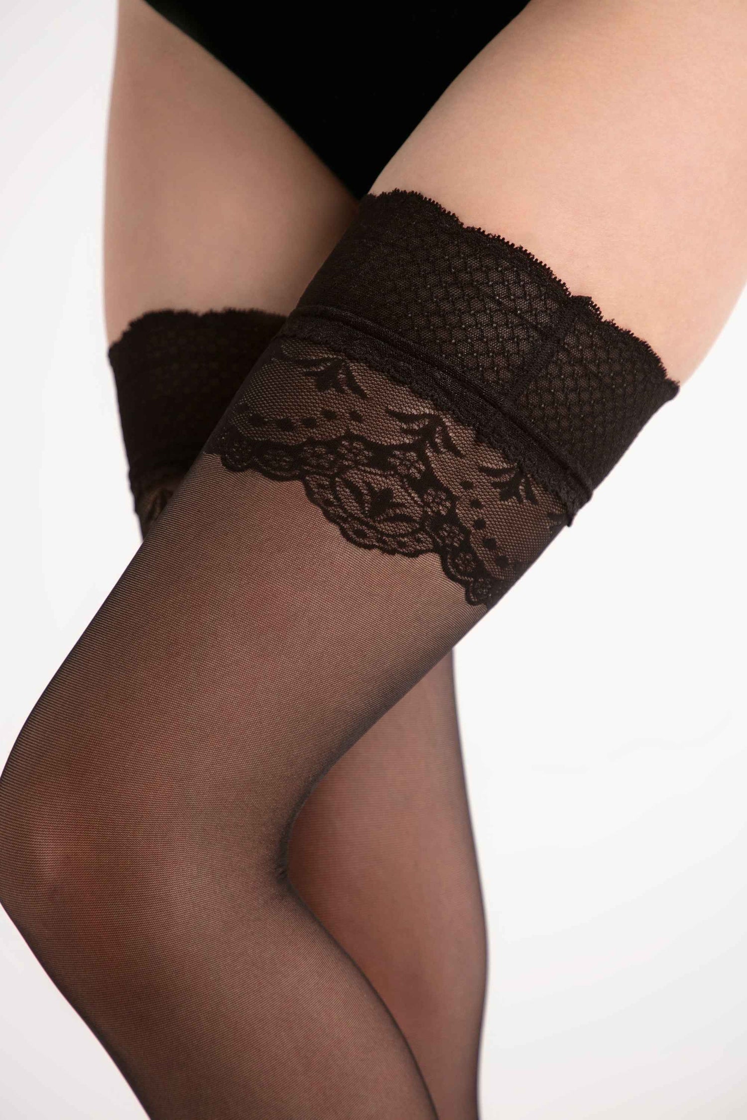 Fantasy Stockings Conte Sense - Silicone Lace Top with Back Seam Imitation