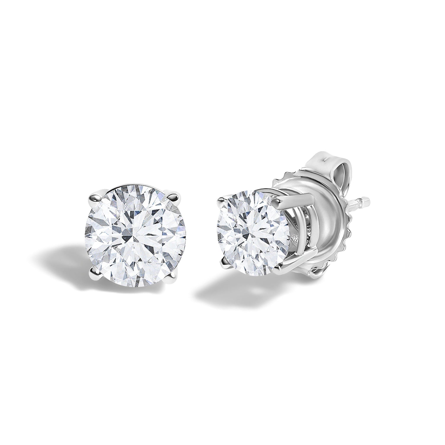 14K White Gold 1 1/10 Cttw Round Diamond Solitaire Stud Earrings  DestGlow