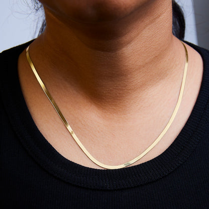 Unisex Solid 14K Yellow Gold 2.8mm Imperial Herringbone Chain Necklace - 18" Inches by Bids.com