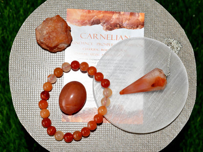 Carnelian Crystal Gift Set For Emotional Support and Protection, Real Polished Gemstones.  DestGlow