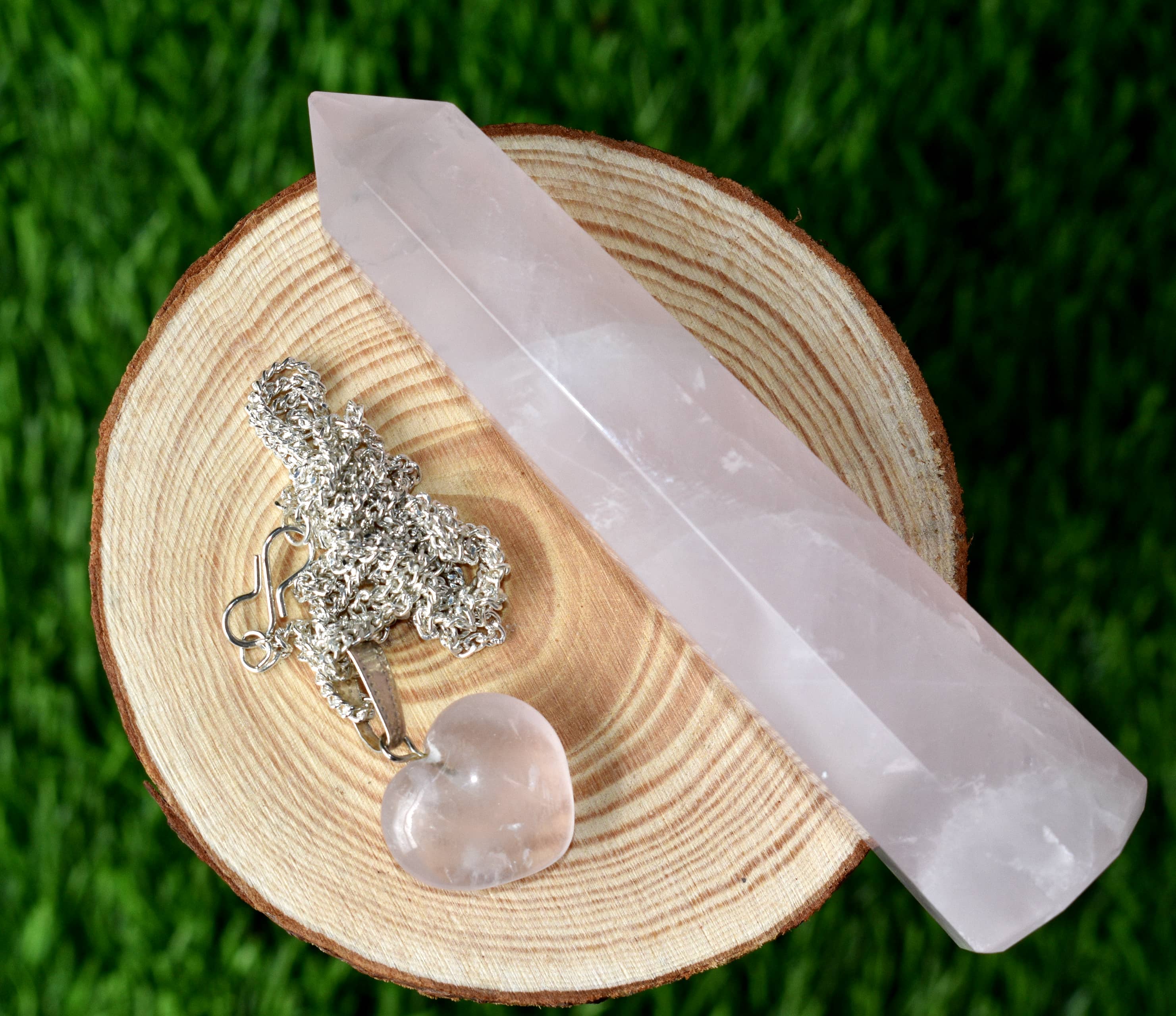 Rose Quartz Crystal Gift Set For Emotional Support and Protection, Real Polished Gemstones.  DestGlow
