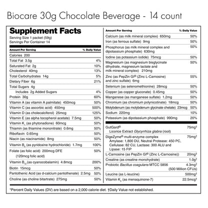 30G Protein Chocolate Biocare Dietary Beverage (14-Count)
