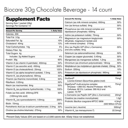 30G Protein Chocolate Biocare Dietary Beverage (14-Count) by Biocare