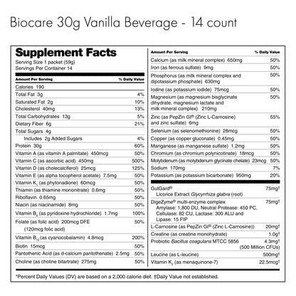 30G Protein Vanilla Biocare Dietary Beverage (14-Count) by Biocare