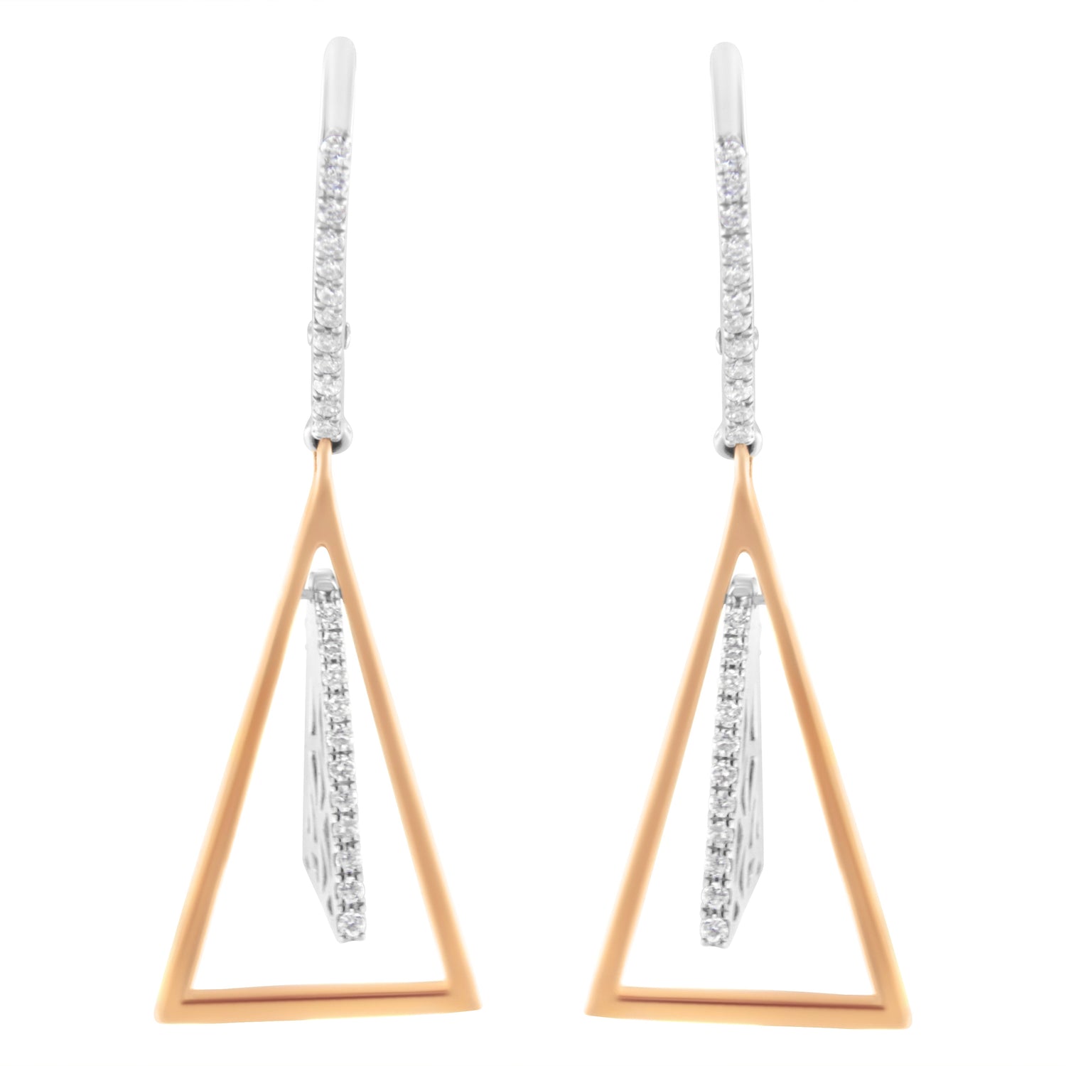 14K Rose and White Gold 3/8 Cttw Diamond Windchime Drop and Dangle Earring (G-H Color, SI1-SI2 Clarity) by Bids.com