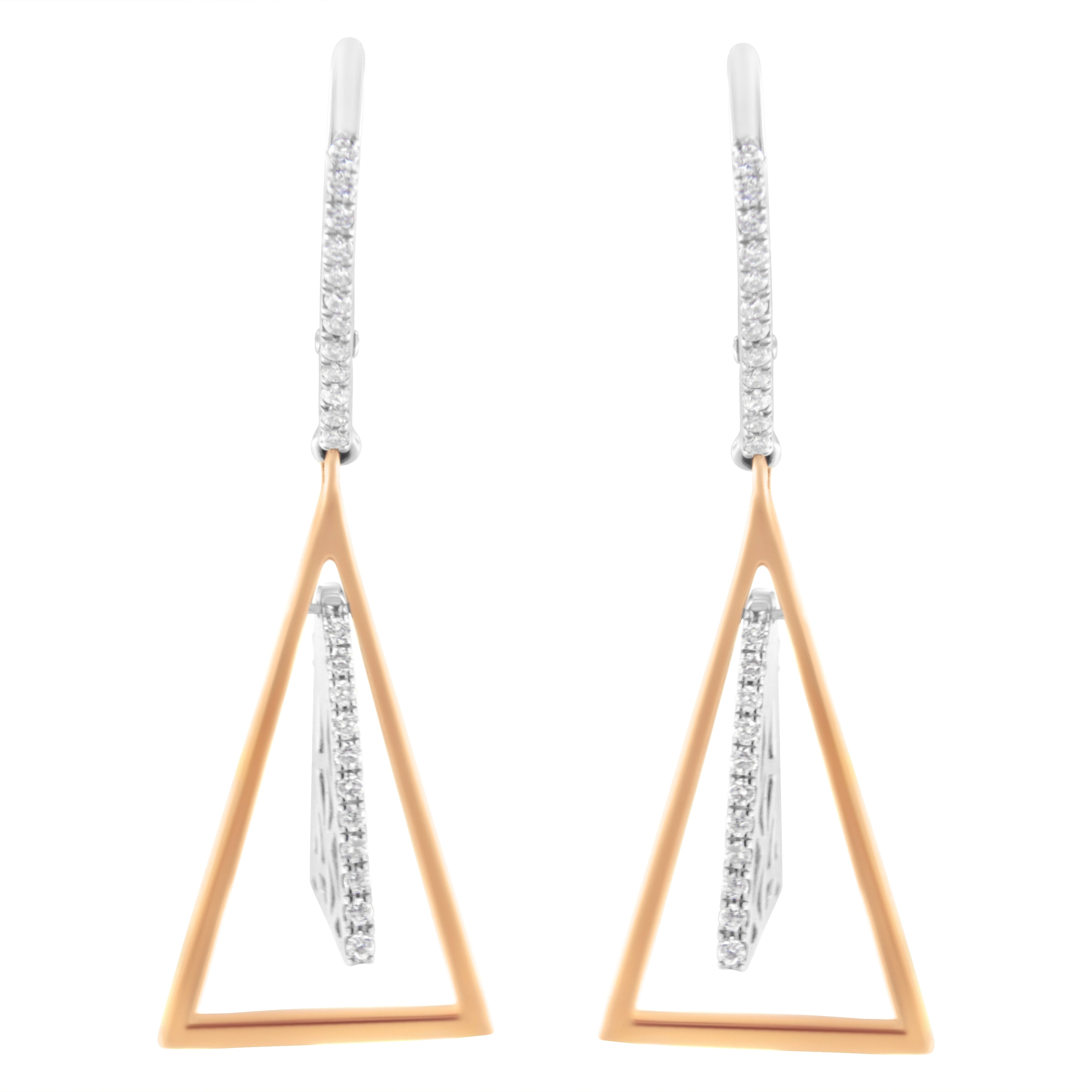 14K Rose and White Gold 3/8 Cttw Diamond Windchime Drop and Dangle Earring (G-H Color, SI1-SI2 Clarity) by Bids.com