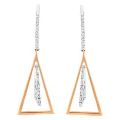 14K Rose and White Gold 3/8 Cttw Diamond Windchime Drop and Dangle Earring (G-H Color, SI1-SI2 Clarity) by Bids.com