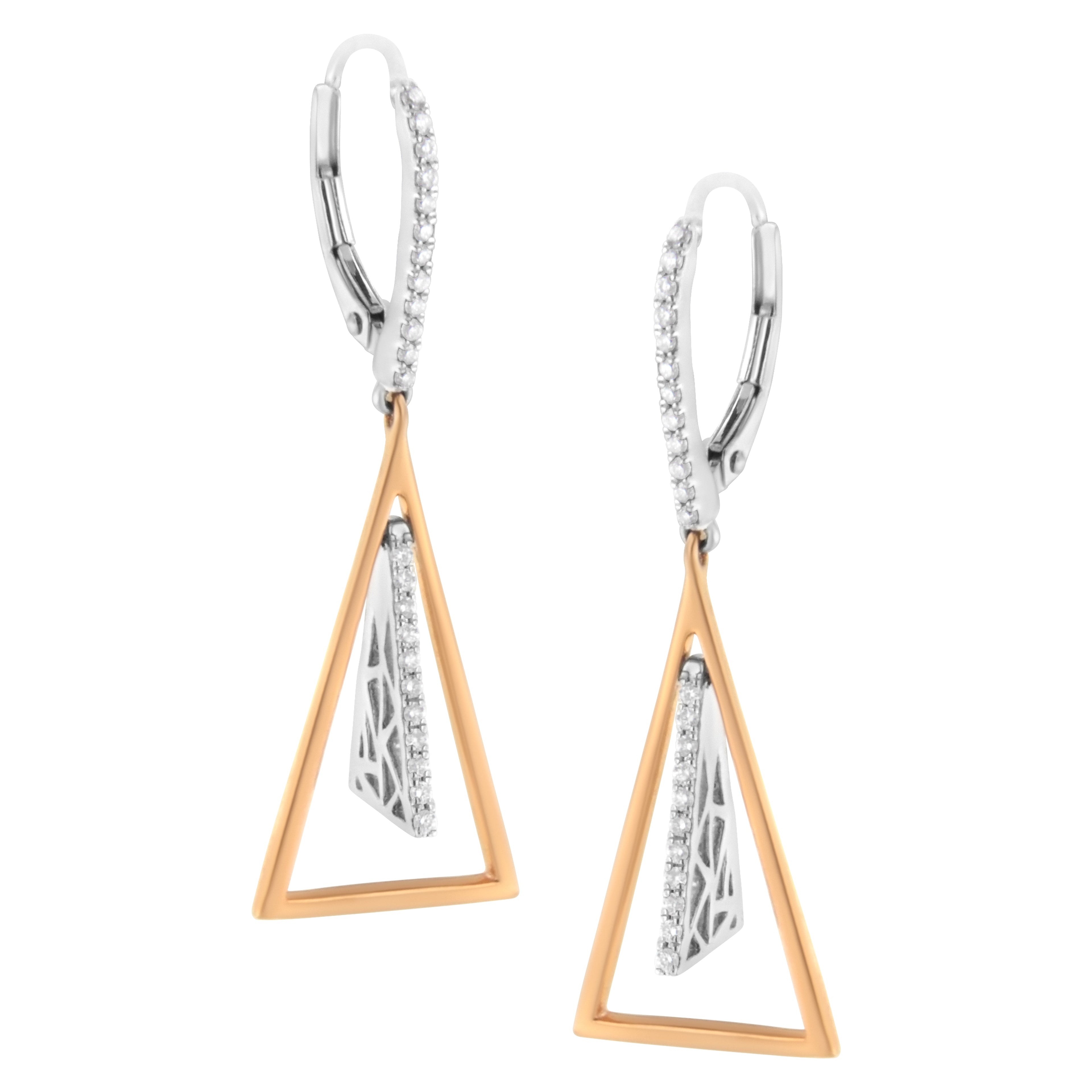 14K Rose and White Gold 3/8 Cttw Diamond Windchime Drop and Dangle Earring (G-H Color, SI1-SI2 Clarity) by Bids.com