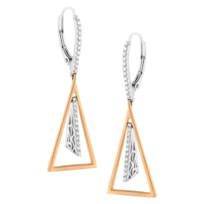 14K Rose and White Gold 3/8 Cttw Diamond Windchime Drop and Dangle Earring (G-H Color, SI1-SI2 Clarity) by Bids.com