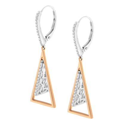 14K Rose and White Gold 3/8 Cttw Diamond Windchime Drop and Dangle Earring (G-H Color, SI1-SI2 Clarity) by Bids.com