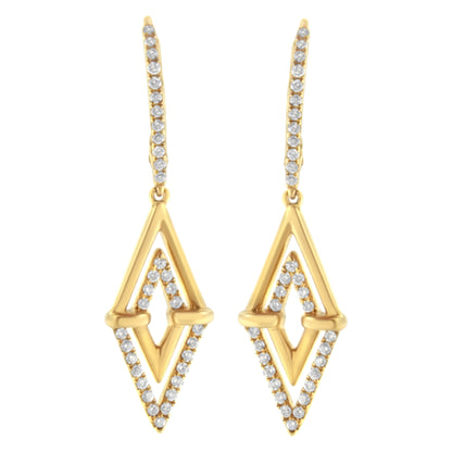 14K Yellow Gold 3/8 Cttw Double Triangle Drop and Dangle Diamond Earrings (G-H Color, SI1-SI2 Clarity) by Bids.com