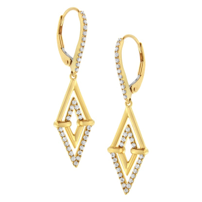 14K Yellow Gold 3/8 Cttw Double Triangle Drop and Dangle Diamond Earrings (G-H Color, SI1-SI2 Clarity) by Bids.com