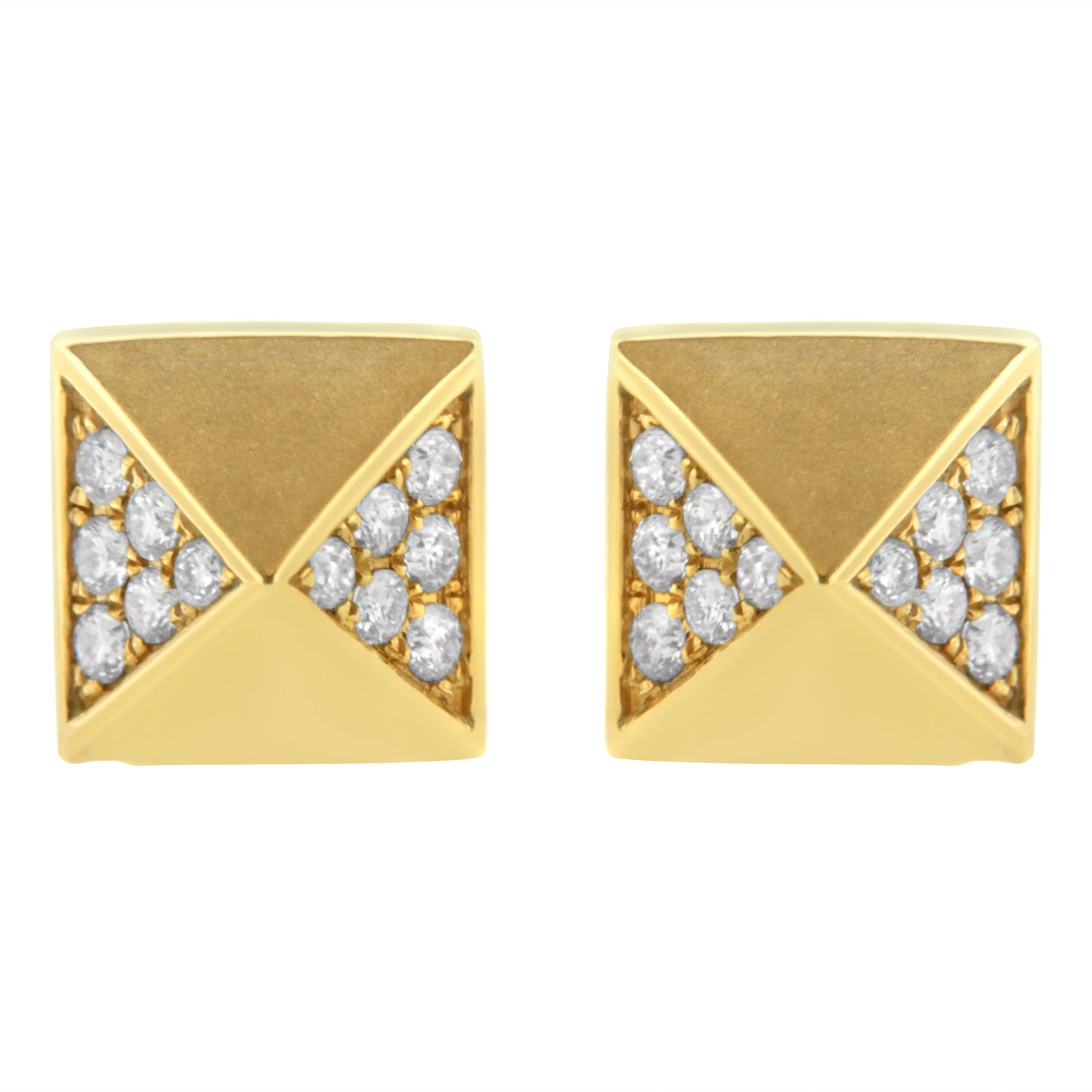 14K Yellow Gold 1/4 Cttw Diamond Pyramid Stud Earring (G-H Color, SI1-SI2 Clarity) by Bids.com
