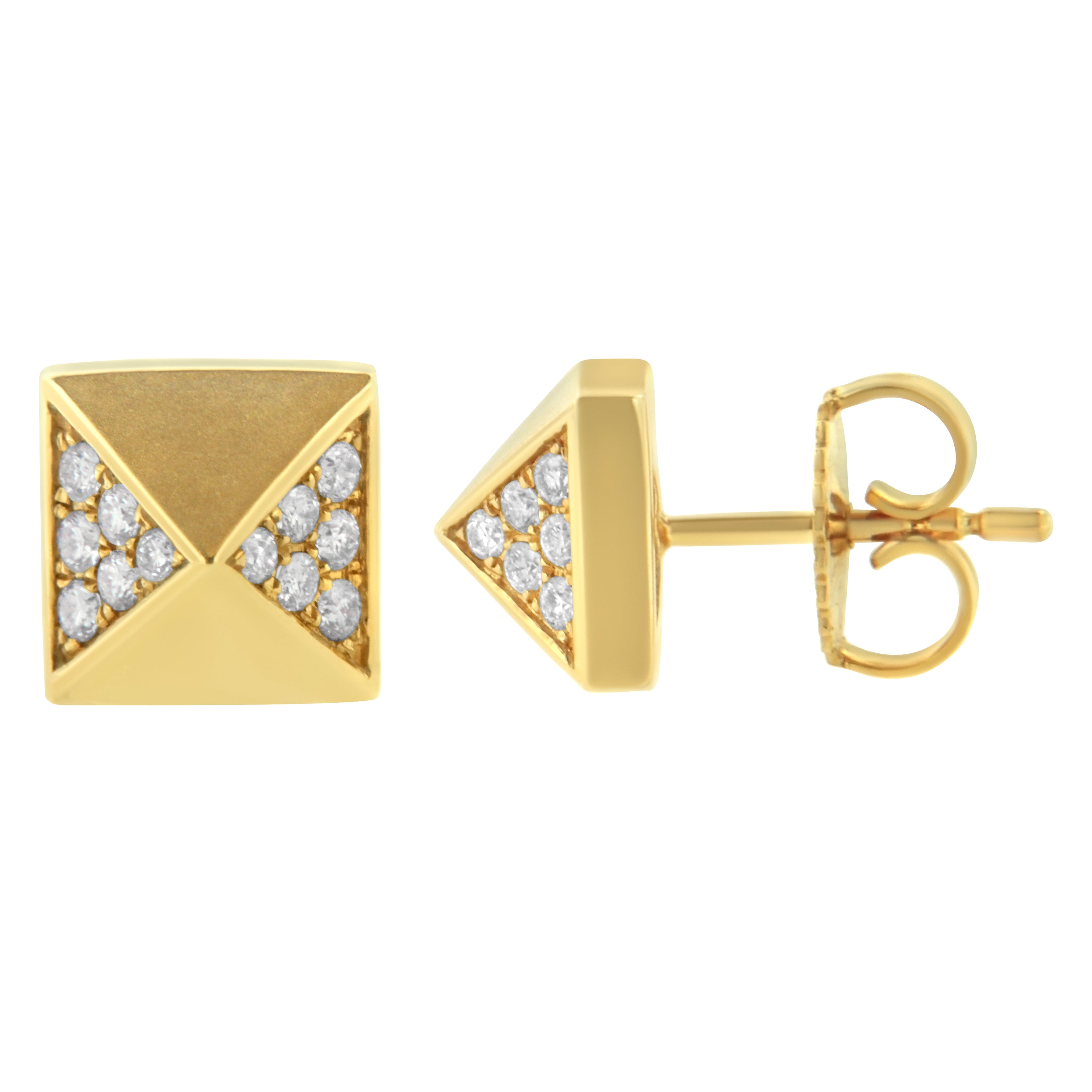 14K Yellow Gold 1/4 Cttw Diamond Pyramid Stud Earring (G-H Color, SI1-SI2 Clarity) by Bids.com