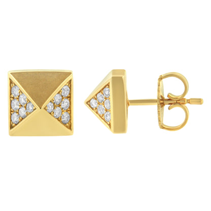 14K Yellow Gold 1/4 Cttw Diamond Pyramid Stud Earring (G-H Color, SI1-SI2 Clarity) by Bids.com