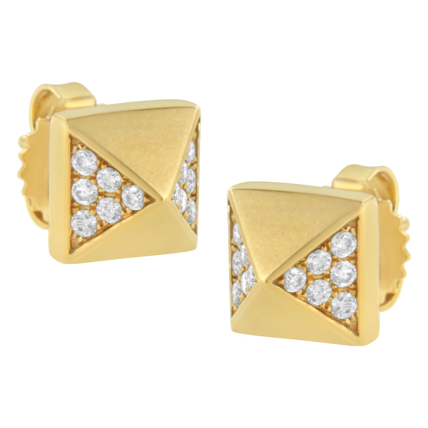 14K Yellow Gold 1/4 Cttw Diamond Pyramid Stud Earring (G-H Color, SI1-SI2 Clarity) by Bids.com