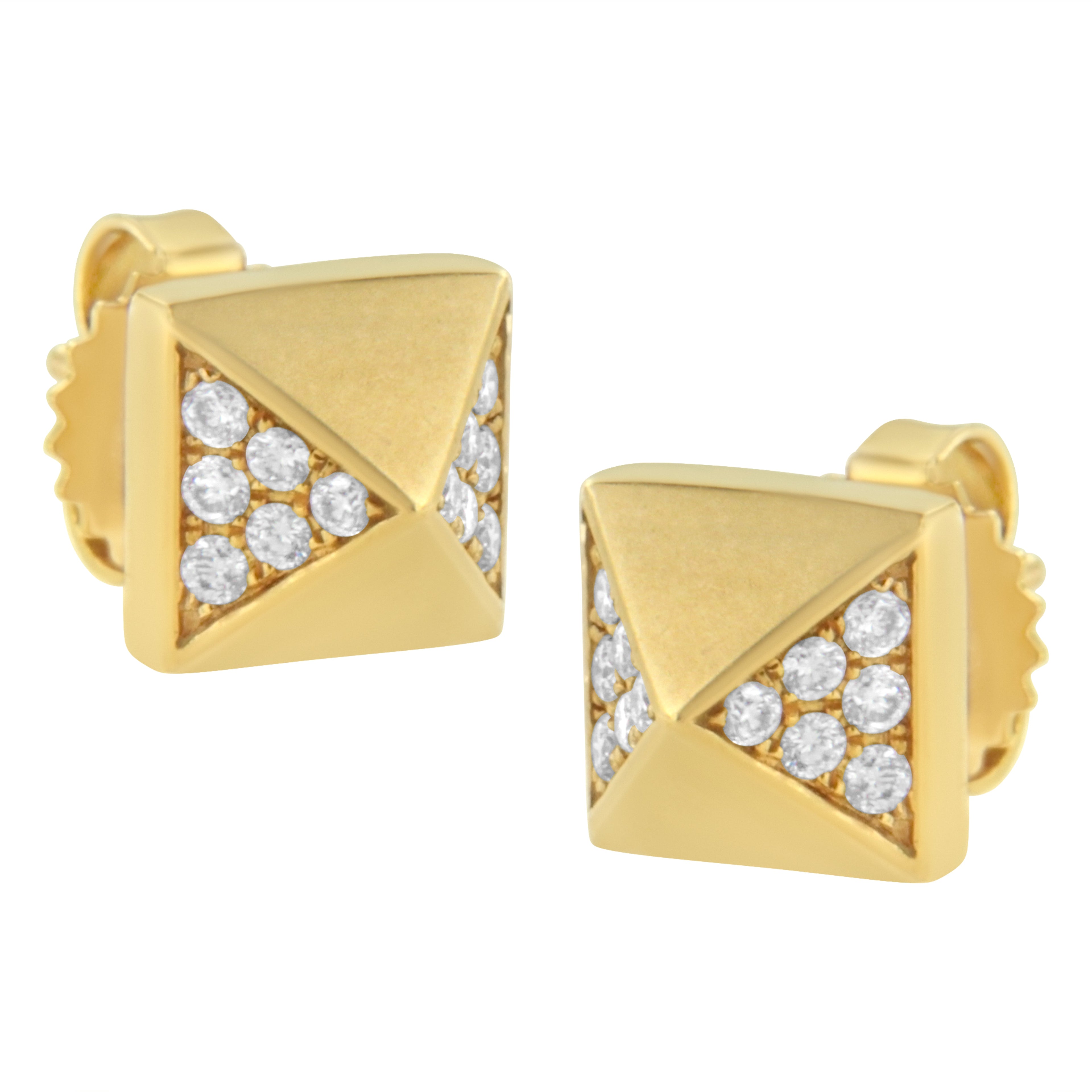 14K Yellow Gold 1/4 Cttw Diamond Pyramid Stud Earring (G-H Color, SI1-SI2 Clarity) by Bids.com