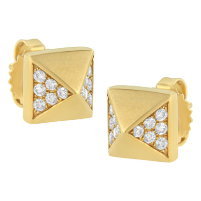 14K Yellow Gold 1/4 Cttw Diamond Pyramid Stud Earring (G-H Color, SI1-SI2 Clarity) by Bids.com