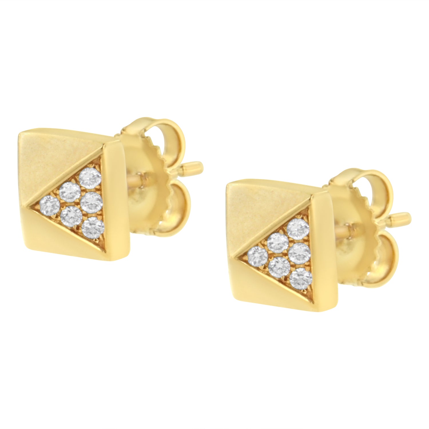 14K Yellow Gold 1/4 Cttw Diamond Pyramid Stud Earring (G-H Color, SI1-SI2 Clarity) by Bids.com