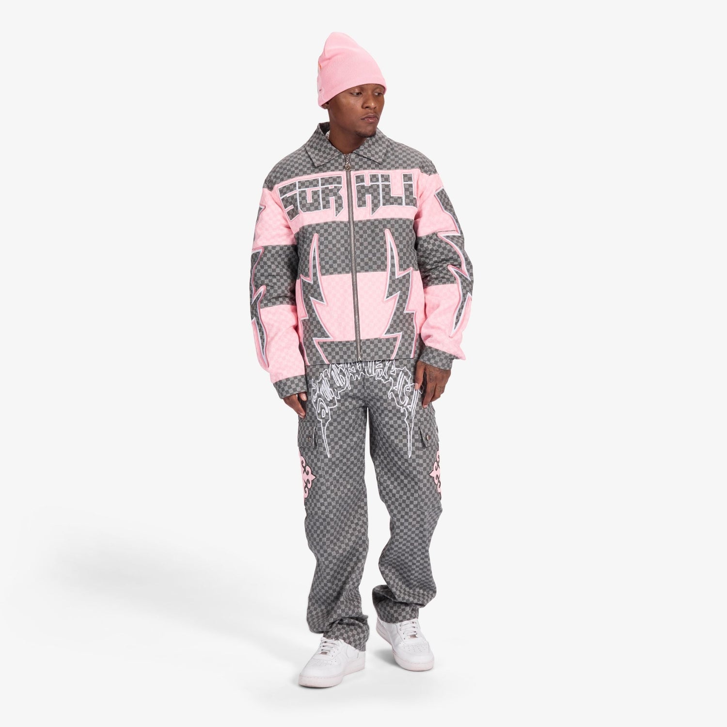 Sugarhill Darling Cargo Pants - Grey Grid by Denim Exchange