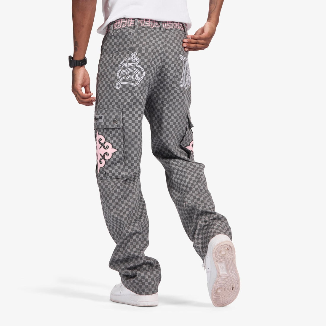 Sugarhill Darling Cargo Pants - Grey Grid by Denim Exchange