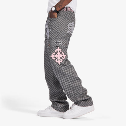 Sugarhill Darling Cargo Pants - Grey Grid by Denim Exchange
