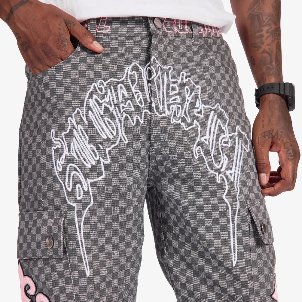 Sugarhill Darling Cargo Pants - Grey Grid by Denim Exchange