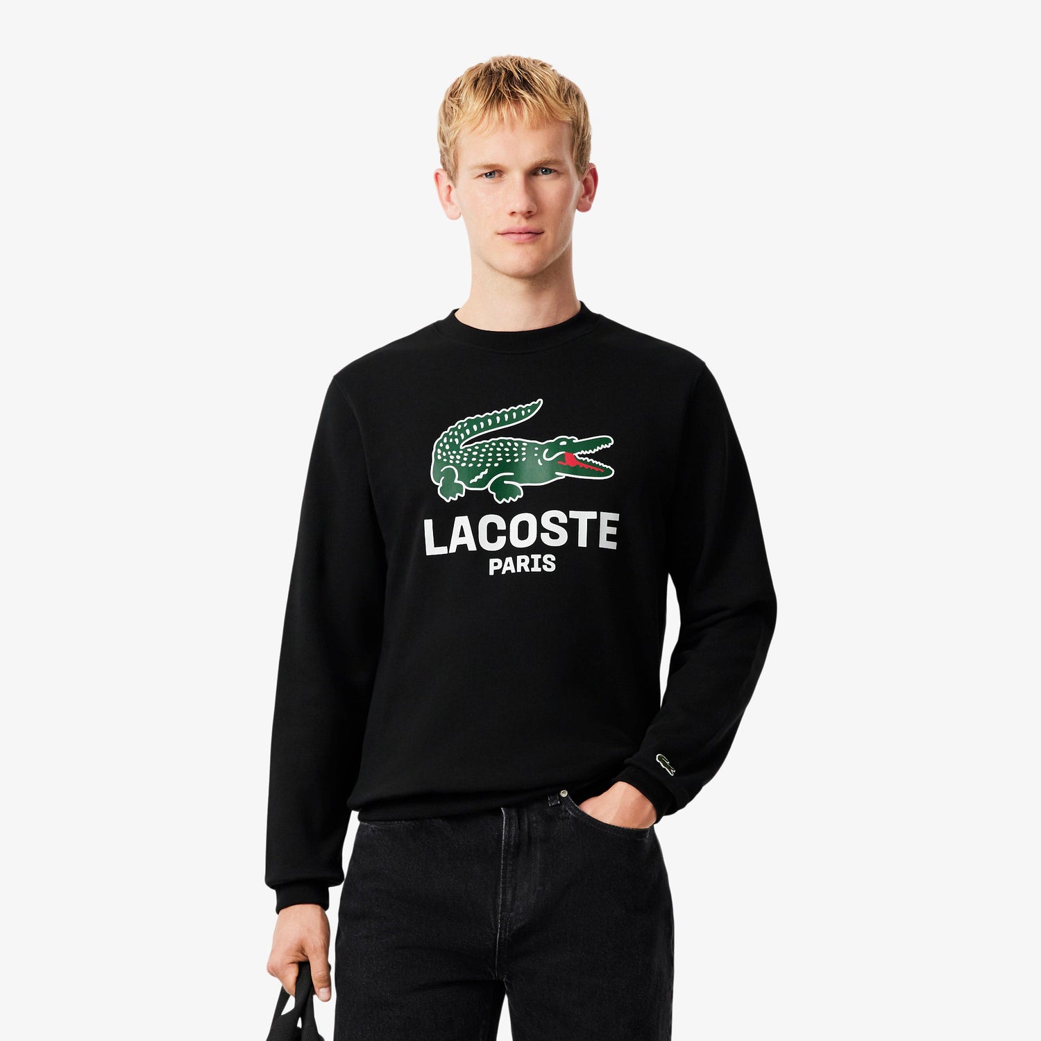 Lacoste Printed Crewneck Sweatshirt - Black by Denim Exchange
